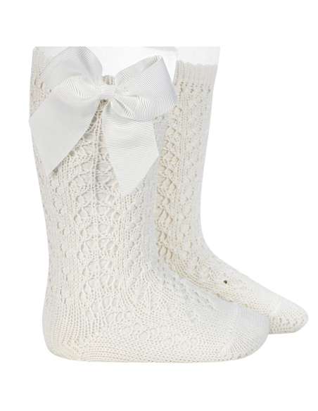 25192   Cream-Colored Cotton Bow Socks 202