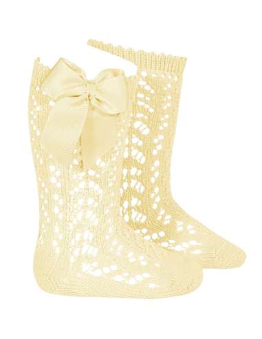 25192  Butter-Colored Cotton Bow Socks 610