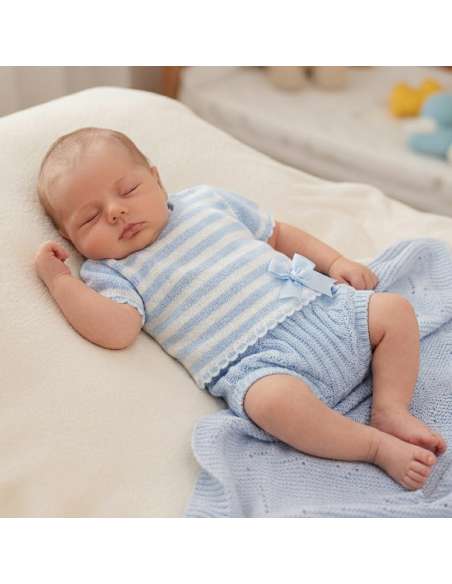 03416C  BLUE KNIT BABY SET TWO PIECES BRAND LA CASITA DE PEPITO