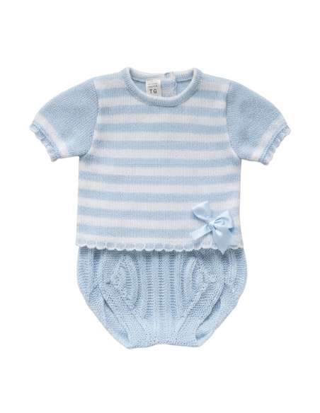 03416C  BLUE KNIT BABY SET TWO PIECES BRAND LA CASITA DE PEPITO