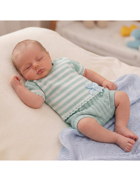 03416C GREEN  KNIT BABY SET TWO PIECES BRAND LA CASITA DE PEPITO