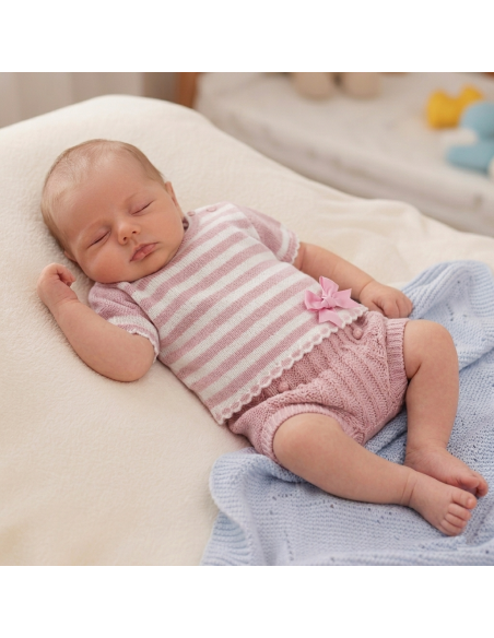 03416C ROSA PALO KNIT BABY SET TWO PIECES BRAND LA CASITA DE PEPITO