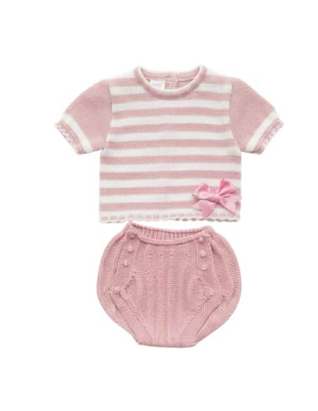 03416C ROSA PALO KNIT BABY SET TWO PIECES BRAND LA CASITA DE PEPITO