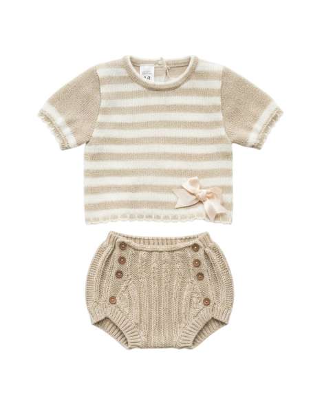 03416C BEIGE KNIT BABY SET TWO PIECES BRAND LA CASITA DE PEPITO