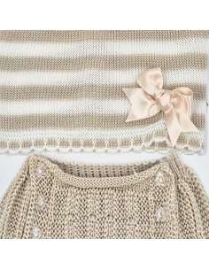 03416C BEIGE KNIT BABY SET TWO PIECES BRAND LA CASITA DE... 2