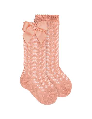 25192  Salmon-Colored Cotton Bow Socks 638