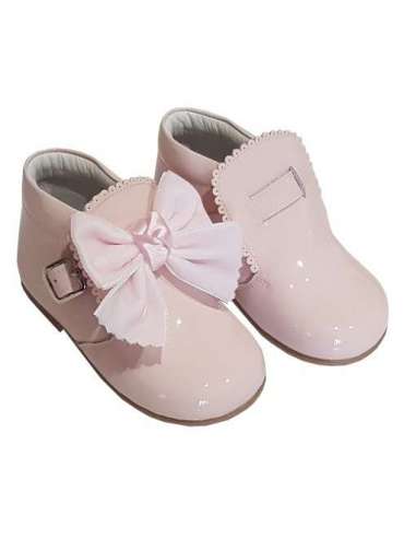 T-BAR IN PATENT WITH VELVET BOW BAMBI 5161 PINK