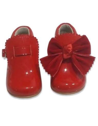 T-BAR IN PATENT WITH VELVET BOW BAMBI 5161 RED
