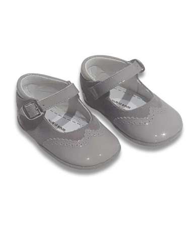 PRAM SHOES IN PATENT LEATHER AND SUEDE GREY