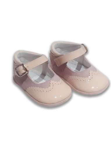 PRAM SHOES IN PATENT LEATHER AND SUEDE PINK