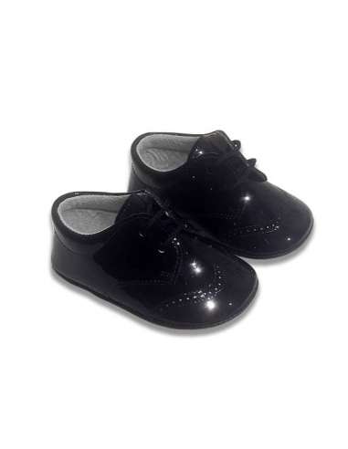 BLUCHER PRAM SHOES IN PATENT LEATHER NAVY