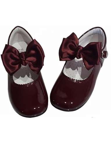 MARY JANES IN PATENT BUTTERFLY  BOW BAMBI 4199 BURGUNDY
