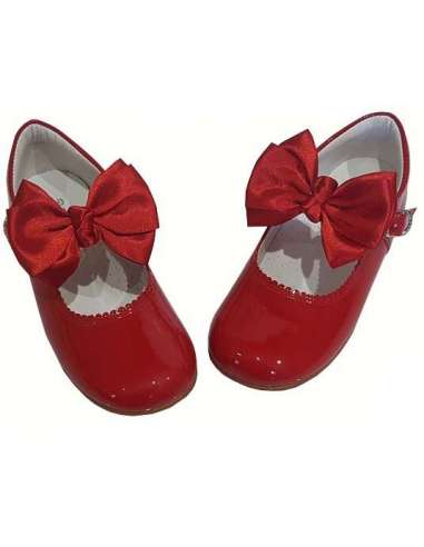 MARY JANES IN PATENT BUTTERFLY  BOW BAMBI 4199 RED