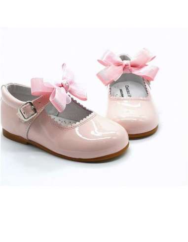 Mary Janes in patent leather Cocoboxi 6270 pink with bows